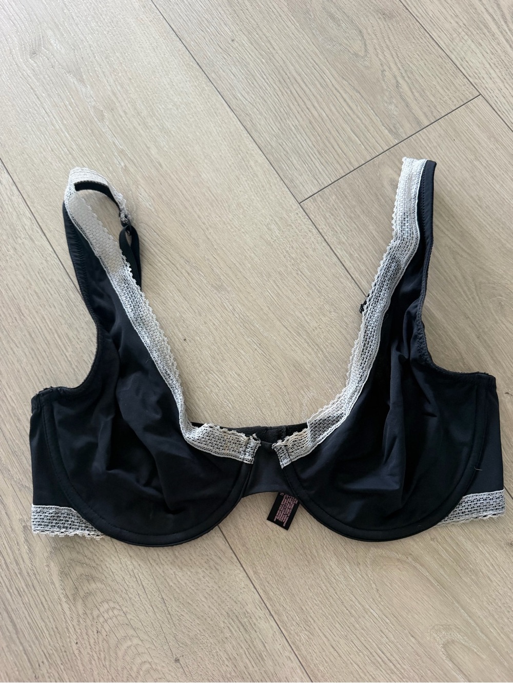 Victoria's Secret Black Bra with Cream Lace Trim